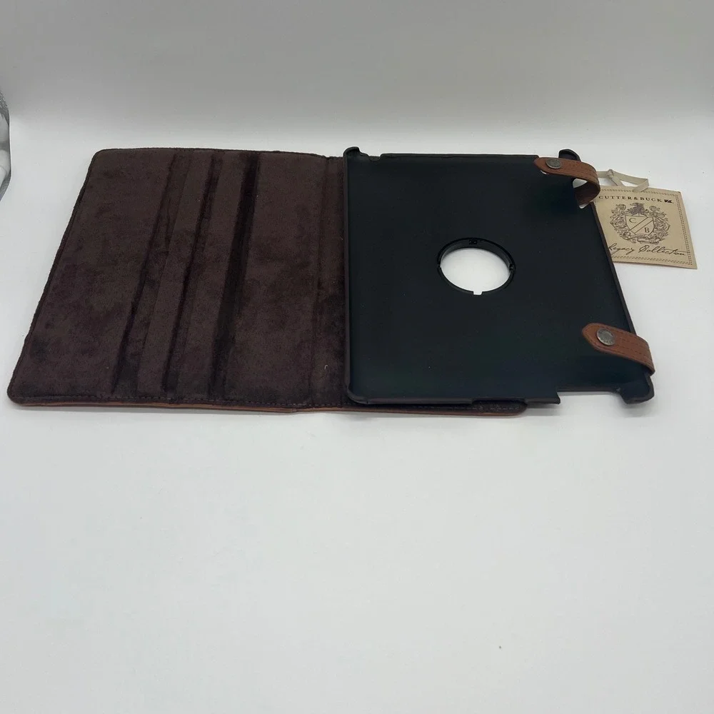 Cutter & Buck Tablet Case Legacy Collection Brown Leather Folio Rotating Cover